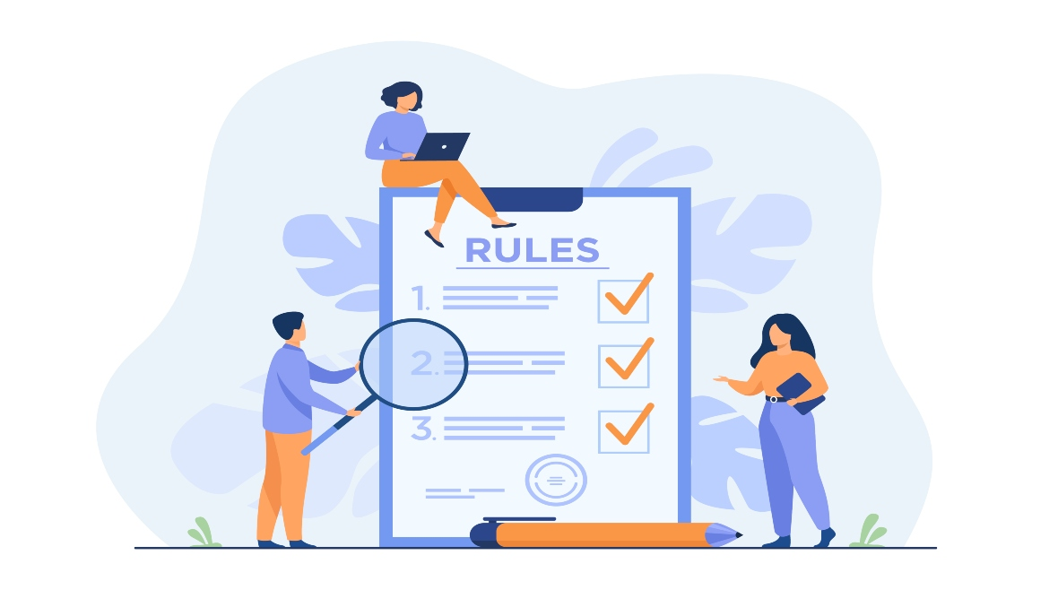 Team checking digital rules checklist